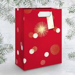 Sac cadeau petit format rouge pois blanc et or - draeger paris