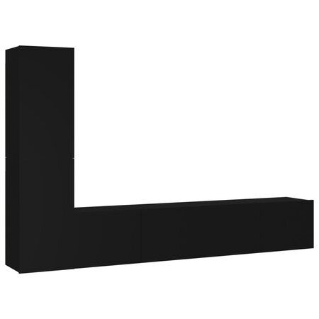 vidaXL Ensemble de meubles TV 4 Pièces Noir Bois d'ingénierie