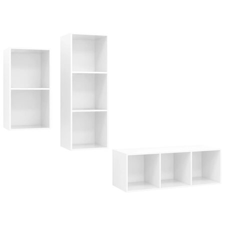 vidaXL Ensemble de meuble TV 3 Pièces Blanc brillant Aggloméré