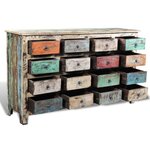 vidaXL Armoire avec 16 tiroirs Bois massif de récupération Multicolore