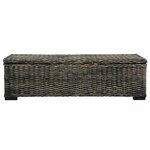 vidaXL Boîte de rangement 120 cm Noir Rotin naturel kubu et manguier