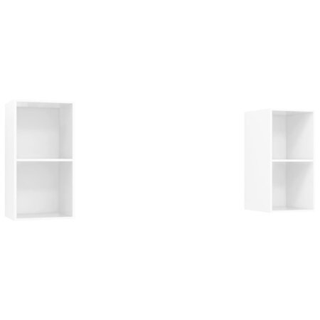 vidaXL Meubles TV muraux 2 Pièces Blanc brillant Aggloméré