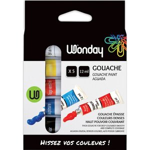 Gouache, étui carton de 5 tubes de 12 ml