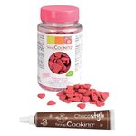 Décors sucrés coeurs rouges + Stylo chocolat