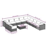 vidaXL Salon de jardin 12 Pièces avec coussins Noir Résine tressée