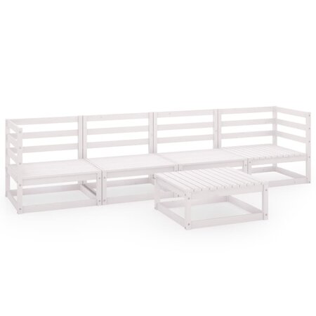 vidaXL Salon de jardin 5 Pièces Blanc Bois de pin massif