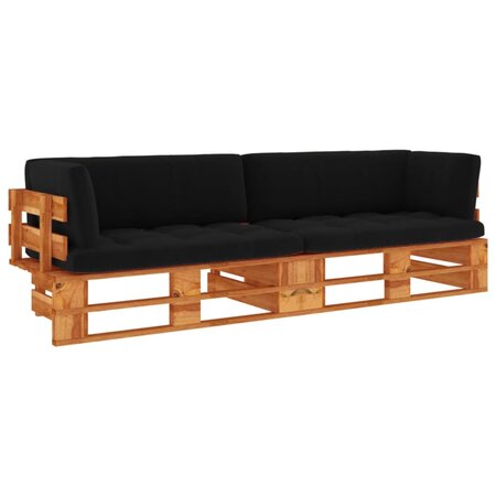 vidaXL Canapé palette 2 places et coussins Pin imprégné de marron miel