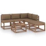 vidaXL Salon palette de jardin 6 Pièces et coussins Bois de pin imprégné