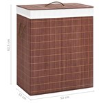 vidaXL Panier à linge avec 2 sections bambou marron 100 L
