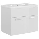 vidaXL Armoire d'évier avec lavabo intégré Blanc brillant Aggloméré