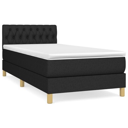 vidaXL Lit à sommier tapissier avec matelas Noir 90x190 cm Tissu