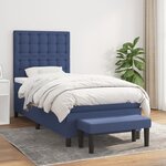 vidaXL Lit à sommier tapissier avec matelas Bleu 90x190 cm Tissu
