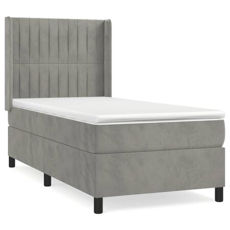 vidaXL Lit à sommier tapissier et matelas Gris clair 80x200 cm Velours