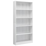 vidaXL Bibliothèque à 5 niveaux Blanc brillant 80x24x175 cm Aggloméré