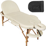 Tectake table de massage sawsan 3 zones avec rembourrage de 5cm et châssis en bois - beige