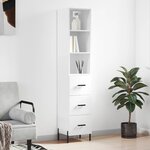vidaXL Buffet haut Blanc brillant 34 5x34x180 cm Bois d'ingénierie