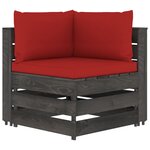 vidaXL Salon de jardin 6 Pièces avec coussins Bois imprégné de gris