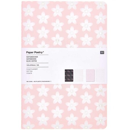 Lot de 2 carnets de note A5 sakura rose et noir