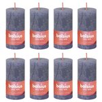Bolsius Bougies pilier rustiques Shine 8 Pièces 100x50 mm Bleu crépuscule