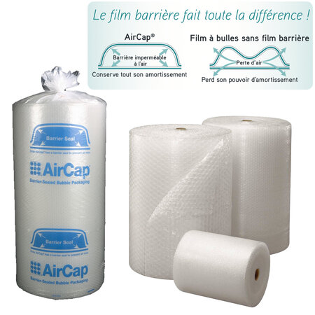 Lot de 1 rouleau de film papier bulle tricouche aircap largeur 100 cm x longueur 50 mètres