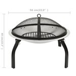 vidaXL Foyer et barbecue avec tisonnier 2 en 1 56x56x49 cm Inox