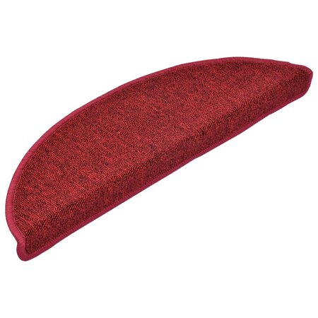 vidaXL Tapis d'escalier 15 Pièces Rouge bordeaux 56 x 17 x 3 cm
