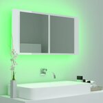 vidaXL Armoire à miroir de bain à LED Blanc brillant Acrylique