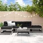 vidaXL Salon de jardin 6 Pièces avec coussins gris bois massif