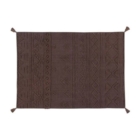 Tapis coton lavable Tribu sol marron - 140 x 200 cm