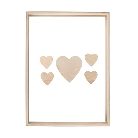 Livre d'or bois av.des coeurs FSC MixCred  nature  35x26x4cm  à poser  boîte 1kit