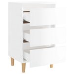vidaXL Table de chevet avec pieds en bois Blanc brillant 40x35x69 cm