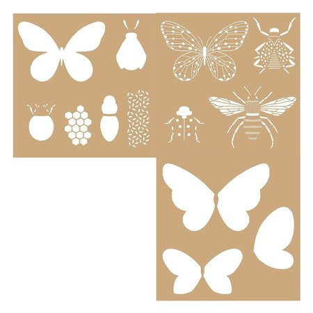 4 pochoirs kraft 20 x 20 cm - papillons & insectes