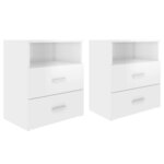 vidaXL Tables de chevet 2 Pièces Blanc brillant 50x32x60 cm
