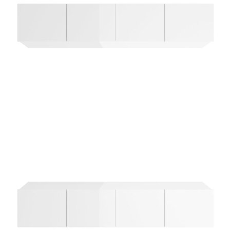 vidaXL Meubles TV 4 Pièces Blanc brillant 80x30x30 cm Bois d'ingénierie