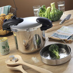 KITCHEN MOVE - ASO22-6L - Cocotte minute à baïonnette 6L - Cuve INOX - Diamètre 22 cm avec panier cuisson vapeur