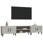 vidaXL Meuble TV gris béton 180x31 5x40 cm bois d'ingénierie