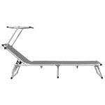 vidaXL Chaise longue pliable avec auvent Aluminium et textilène Gris