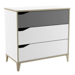 Commode 2 + 1 tiroirs - GENIUS - Blanc et Gris - 78 3 x 42 6 x 75 9 cm - DEMEYERE