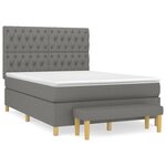 vidaXL Lit à sommier tapissier avec matelas Gris foncé 140x190cm Tissu