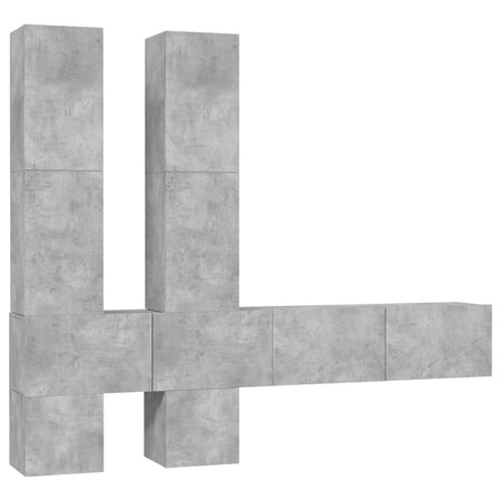 vidaXL Meuble TV mural Gris béton Bois d'ingénierie