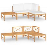 vidaXL Salon de jardin 4 Pièces avec coussins crème Bois de teck solide