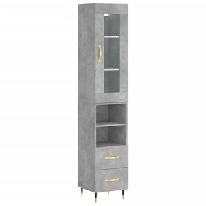 vidaXL Buffet haut Gris béton 34 5x34x180 cm Bois d'ingénierie