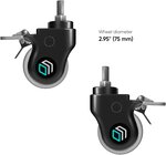 Onkron awl75 blk lot de 4 roulettes en caoutchouc munies de freins noir