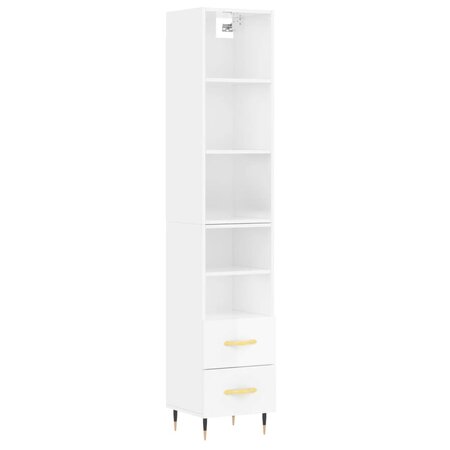 vidaXL Buffet haut Blanc brillant 34 5x34x180 cm Bois d'ingénierie