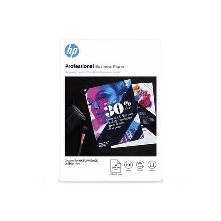 Papier hp professionnel pour imprimantes laser  ou jet d'encre - a4  glacé  180 g/m² (3vk91a)