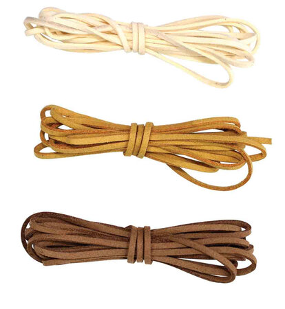 Lacet plat en suédine Ecru ocre brun clair 3 mm x 2 m