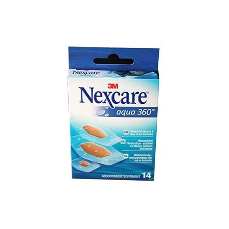 Boîte de 14 pansements en polyuréthane Aqua Assortis 3 tailles NEXCARE