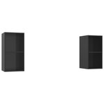 vidaXL Meubles TV muraux 2 Pièces Noir brillant Aggloméré