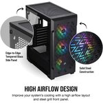 CORSAIR Boîtier PC iCUE 220T RGB Airflow - Moyen Tour - Verre trempé - Noir (CC-9011173-WW)