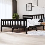 vidaXL Cadre de lit Noir Bois massif 180x200 cm Super King